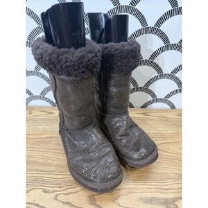 UGG Classic Mid Calf Boots Brown Metallic Sequin Shearling Women's Size 9